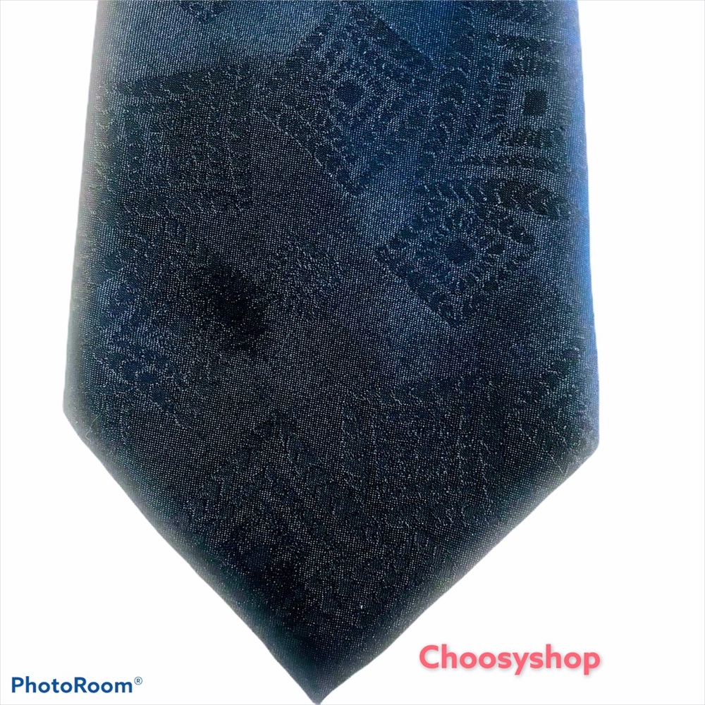 VAN HEUSEN Tie Blue Embellished Solid 3.5 Polyester Silk Blend